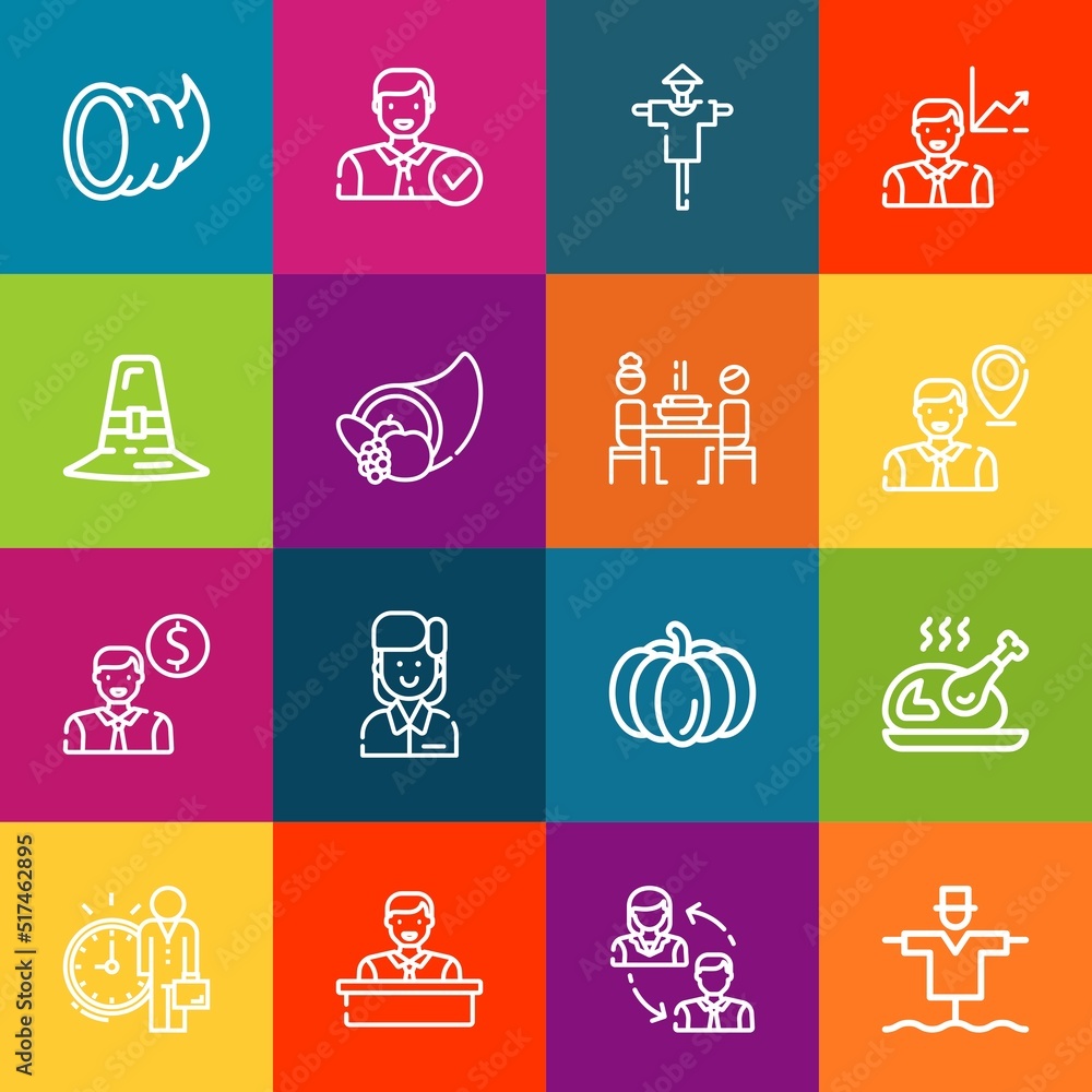 Poster modern thin line icons set of thank elements. premium quality outline symbol collection. simple mono