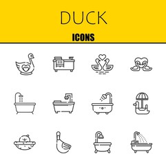duck vector line icons set. swan, bathtub and swans Icons. Thin line design. Modern outline graphic elements, simple stroke symbols stock illustration