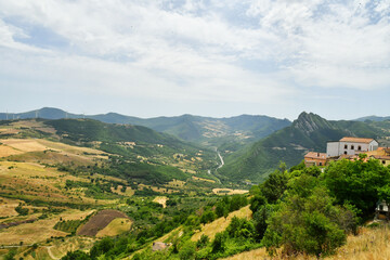 Fototapeta na wymiar Panoramic view of the mountains of Basilicata in the province of Potenza, Italy.