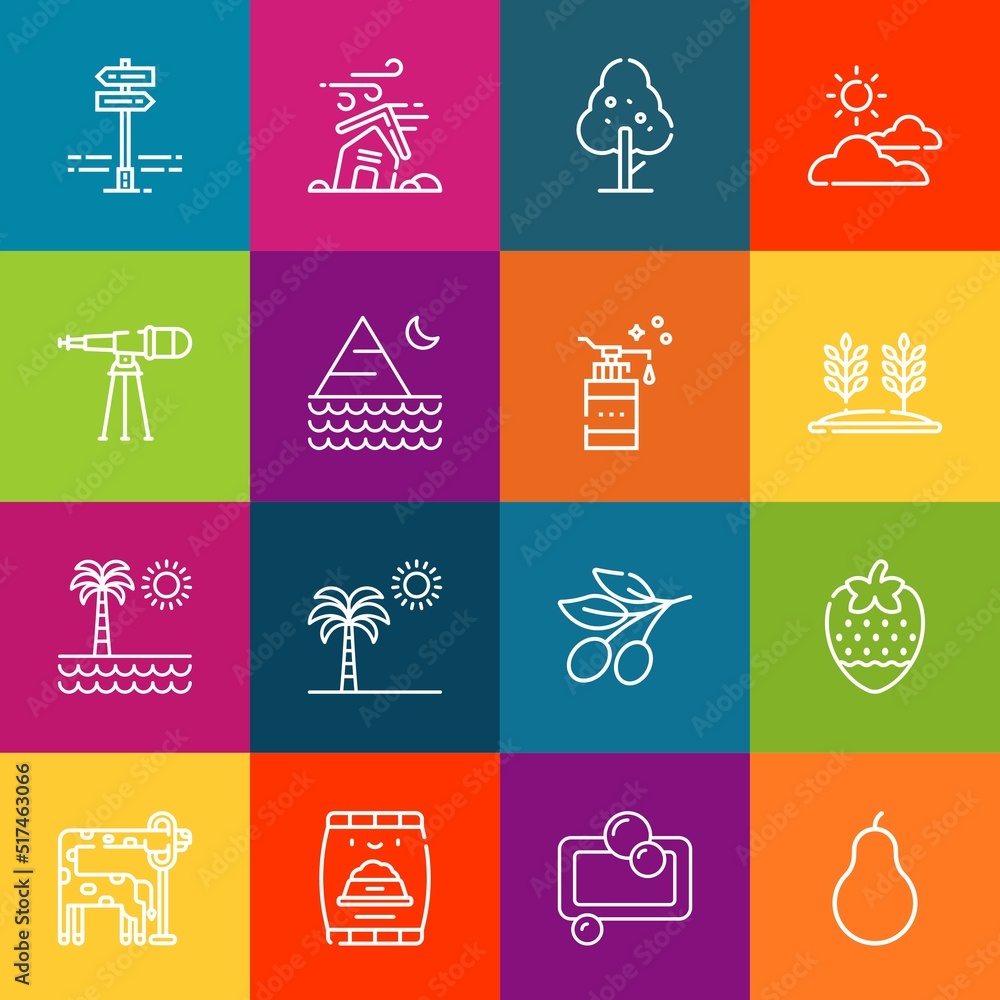 Poster modern thin line icons set of nature elements. premium quality outline symbol collection. simple mon