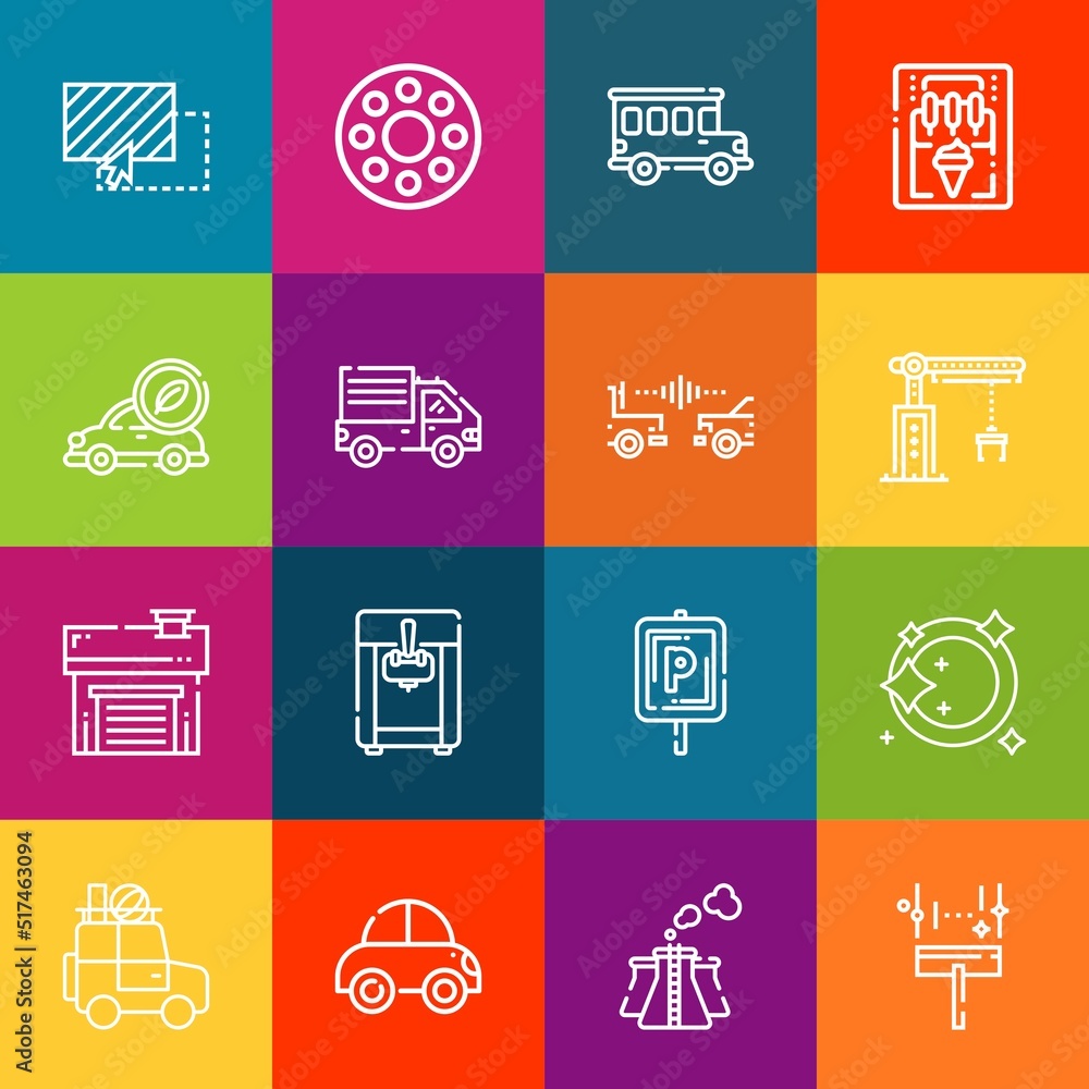 Poster modern thin line icons set of automobile elements. premium quality outline symbol collection. simple