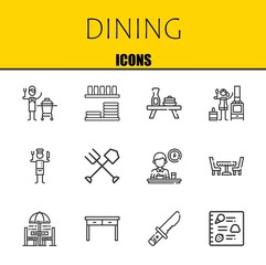 dining vector line icons set. ceramic, dinnerware and table Icons. Thin line design. Modern outline graphic elements, simple stroke symbols stock illustration