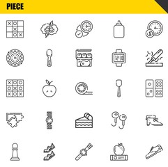 piece vector line icons set. tic tac toe, pawn and tic tac toe Icons. Thin line design. Modern outline graphic elements, simple stroke symbols stock illustration