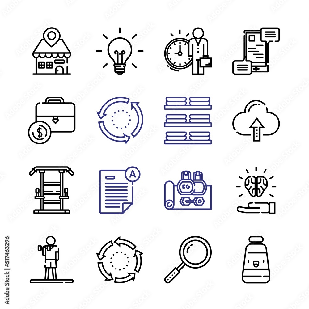 Poster work icon set with line icons. modern thin line style. suitable for web and mobile icon. vector illu