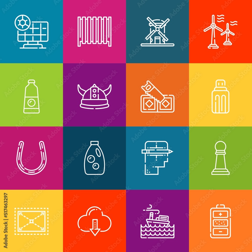 Poster modern thin line icons set of power elements. premium quality outline symbol collection. simple mono