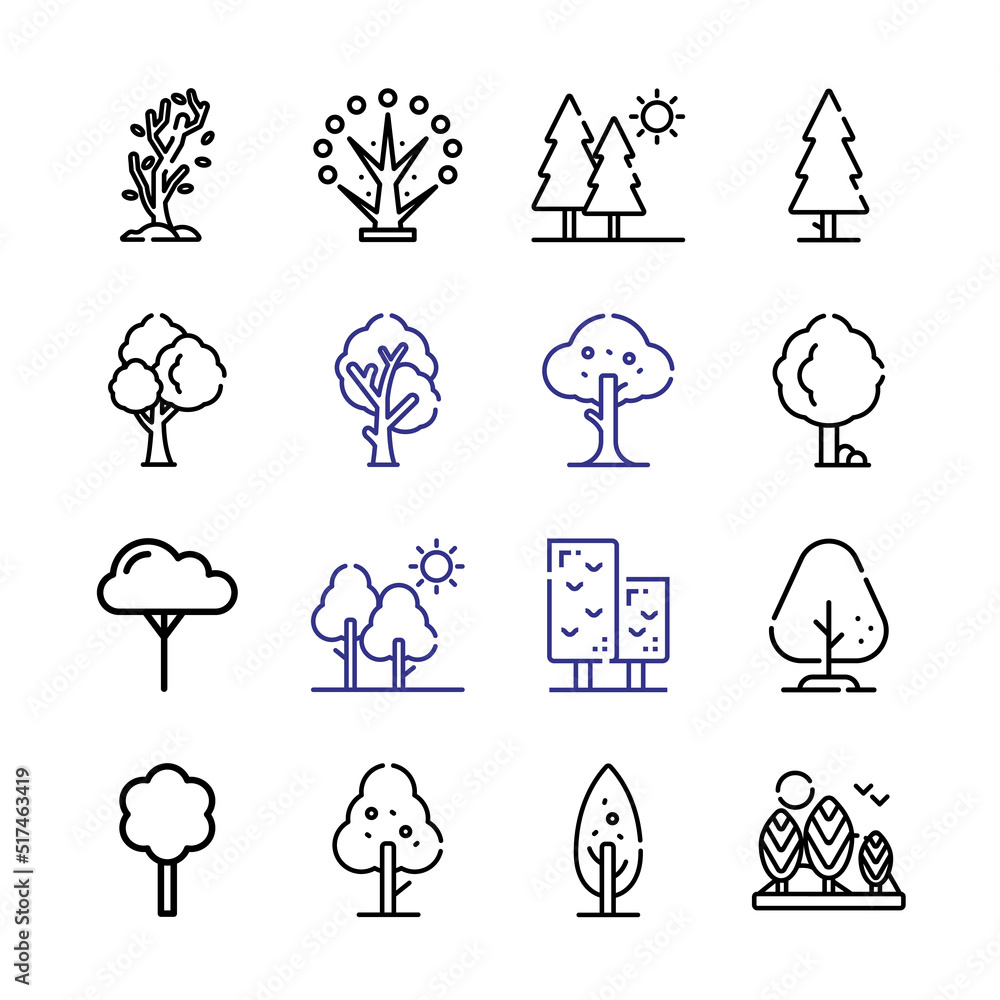 Poster spruce icon set with line icons. modern thin line style. suitable for web and mobile icon. vector il