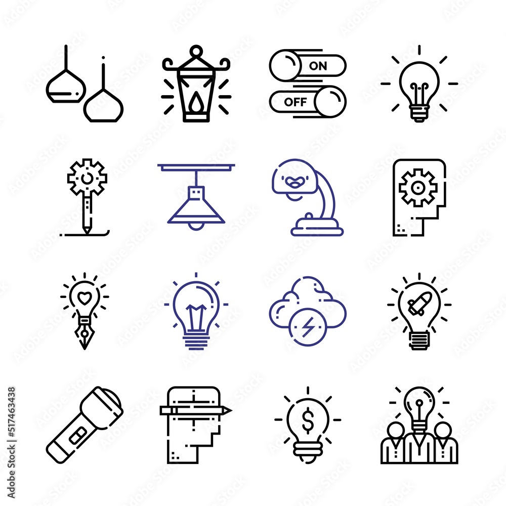 Wall mural bulb icon set with line icons. modern thin line style. suitable for web and mobile icon. vector illu