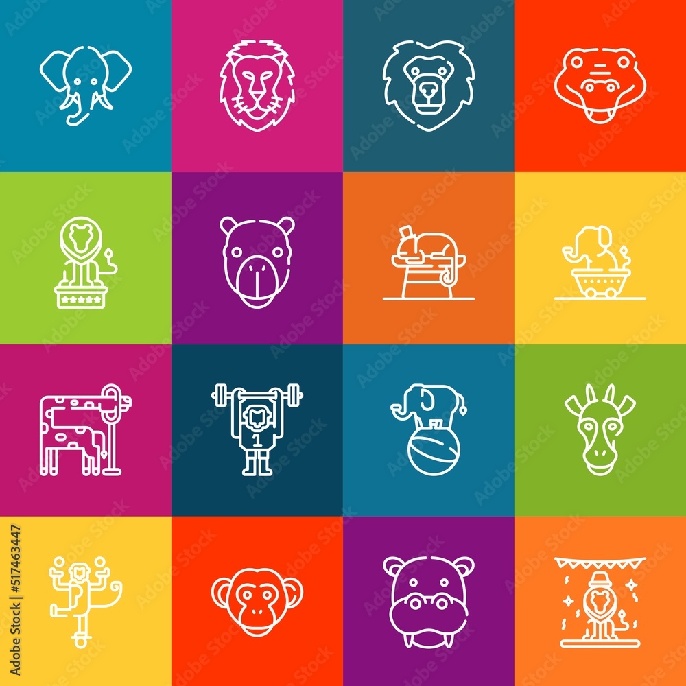 Poster modern thin line icons set of safari elements. premium quality outline symbol collection. simple mon