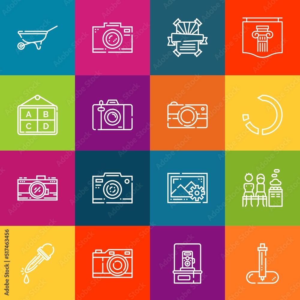 Poster modern thin line icons set of collage elements. premium quality outline symbol collection. simple mo