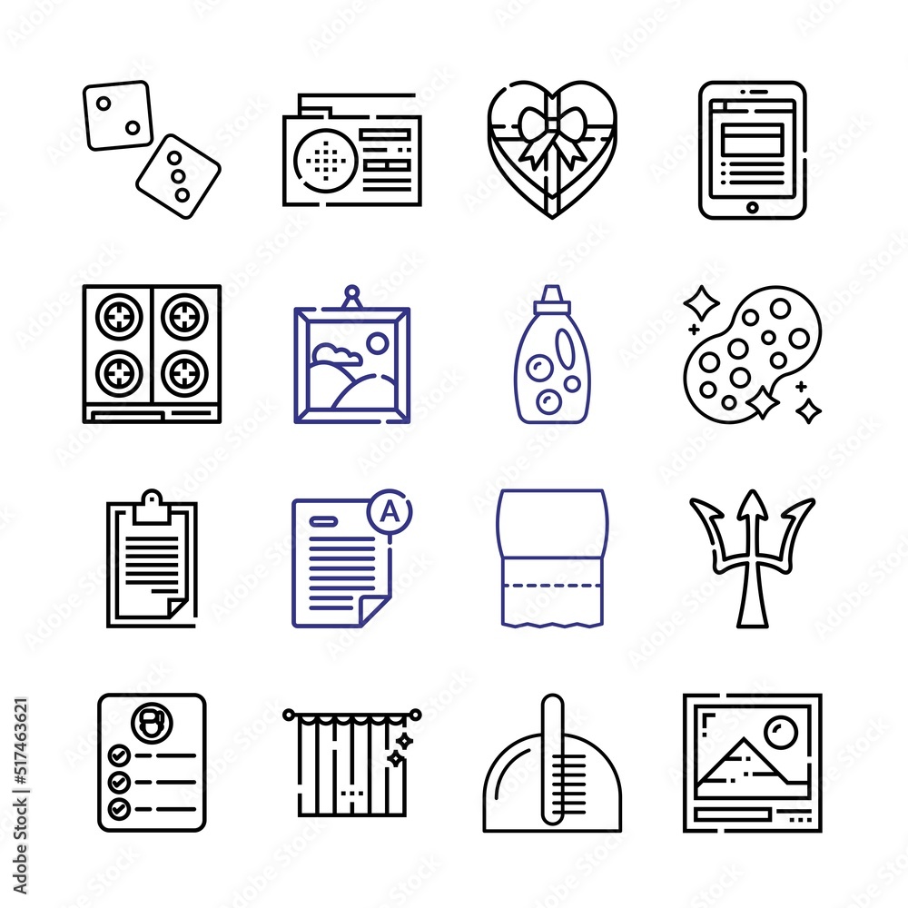 Poster list icon set with line icons. modern thin line style. suitable for web and mobile icon. vector illu