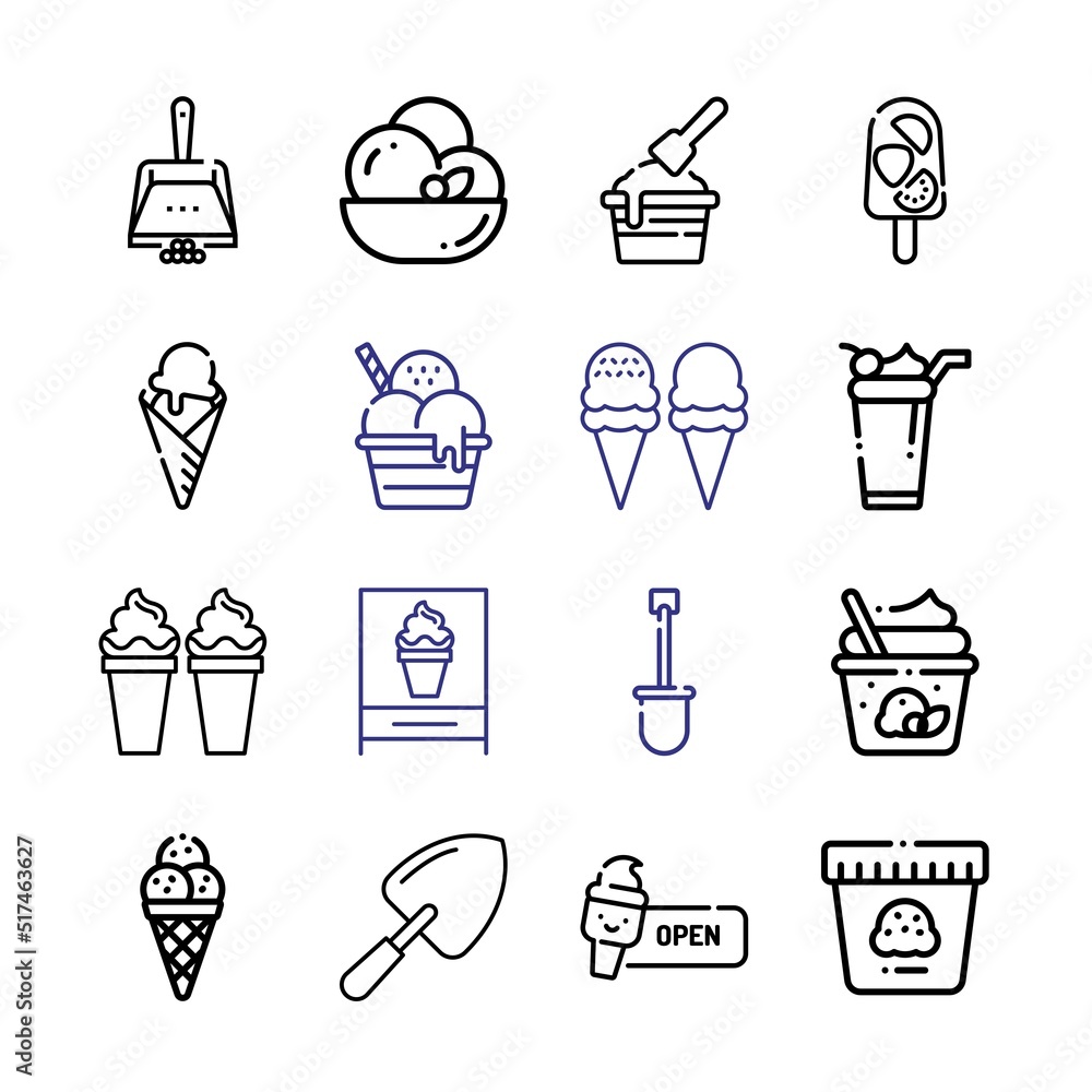 Poster scoop icon set with line icons. modern thin line style. suitable for web and mobile icon. vector ill