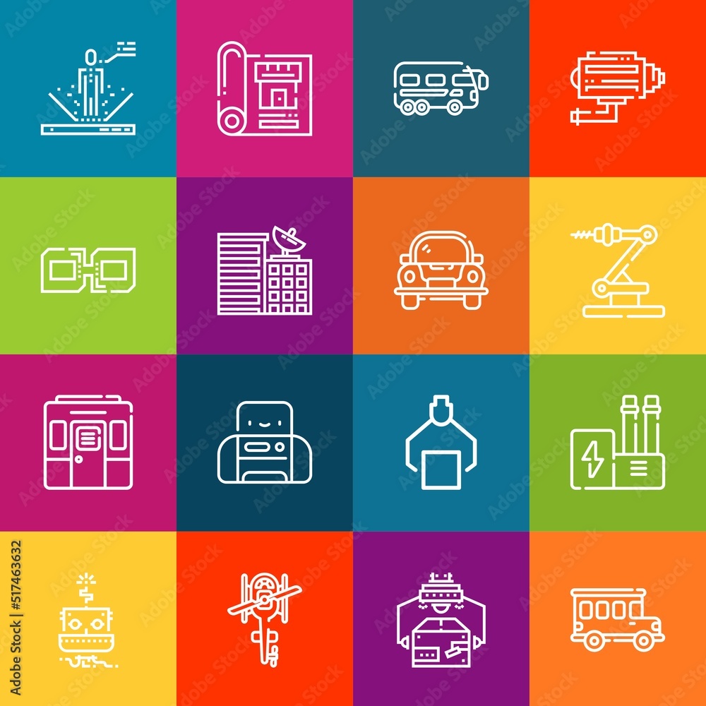 Poster modern thin line icons set of engine elements. premium quality outline symbol collection. simple mon