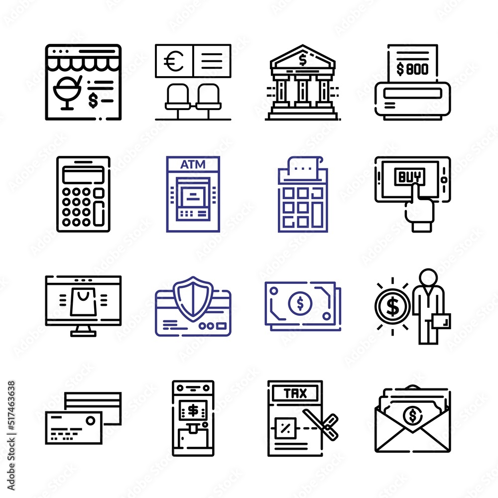 Poster credit icon set with line icons. modern thin line style. suitable for web and mobile icon. vector il