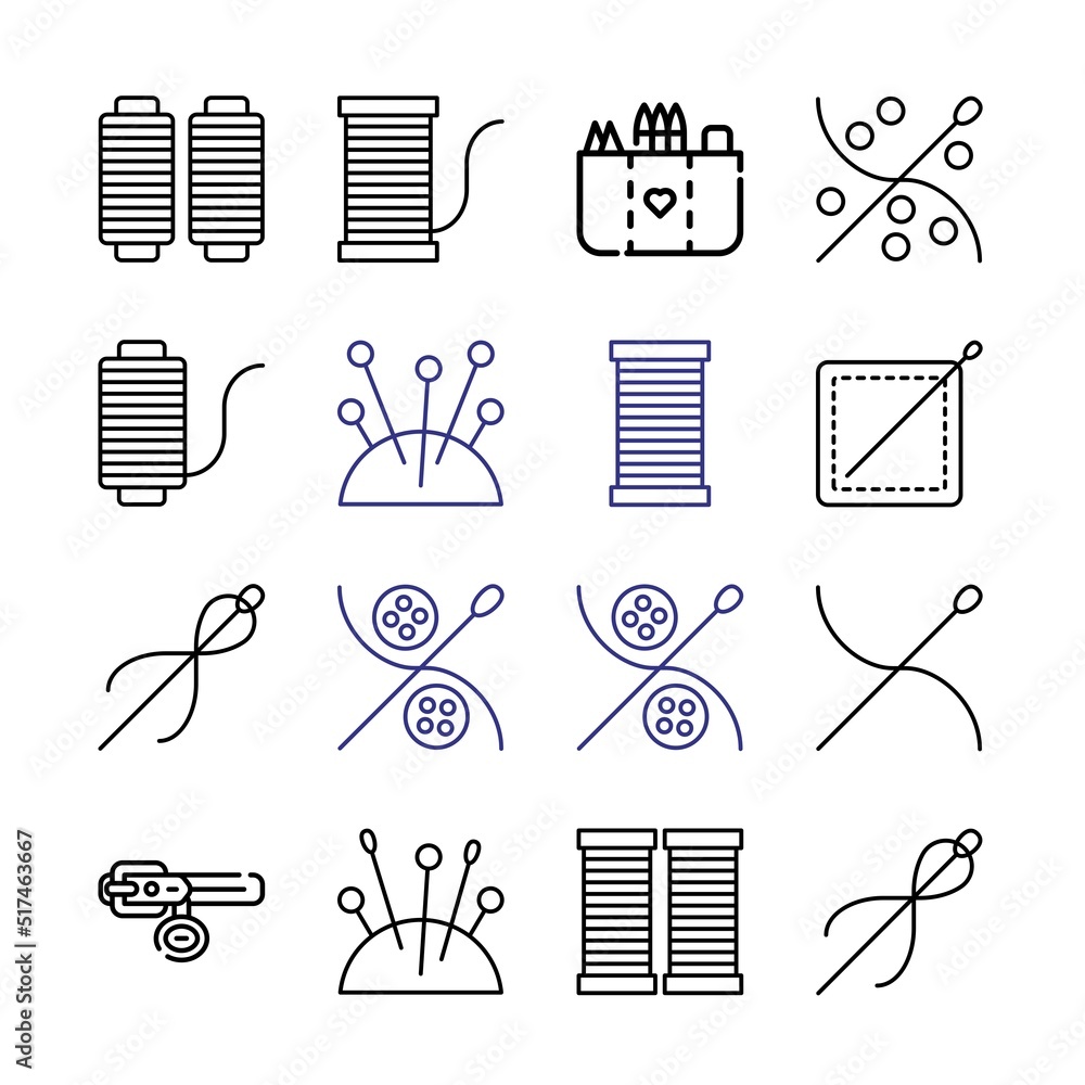 Aufkleber stitch icon set with line icons. modern thin line style. suitable for web and mobile icon. vector il