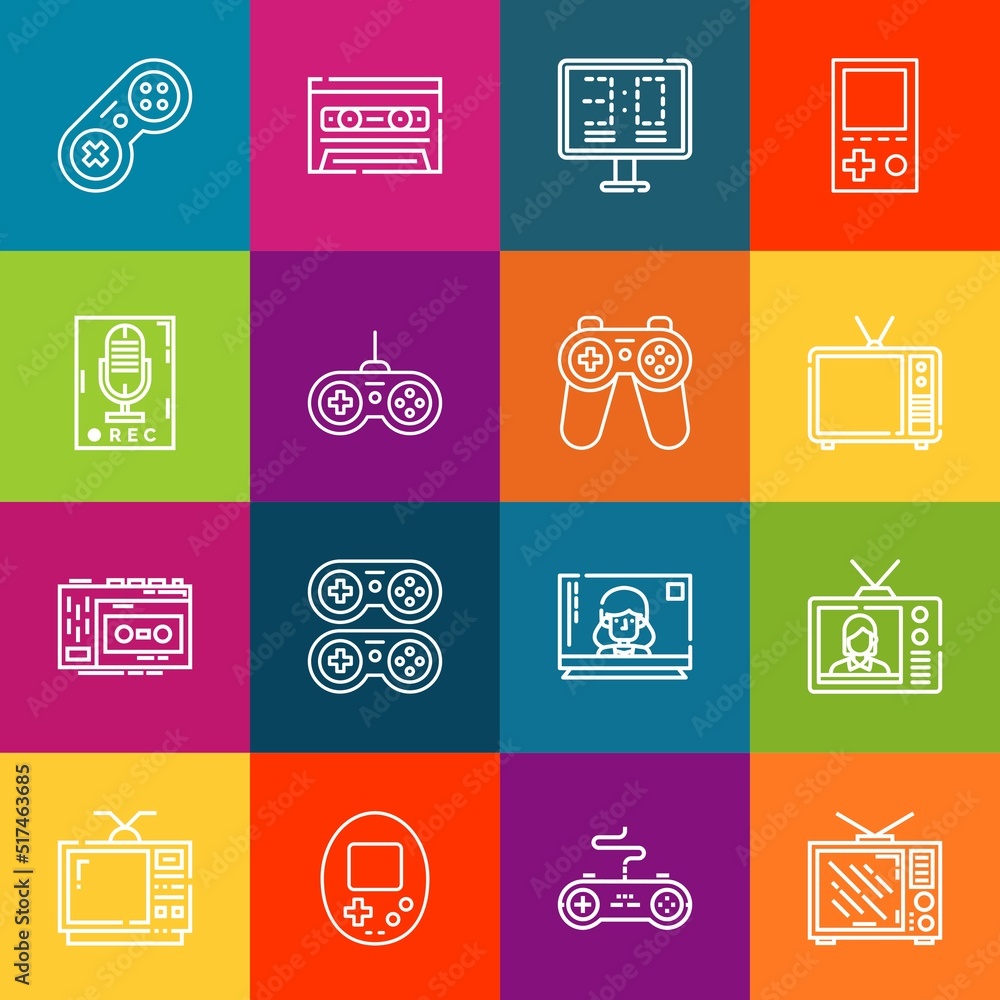 Poster modern thin line icons set of analog elements. premium quality outline symbol collection. simple mon