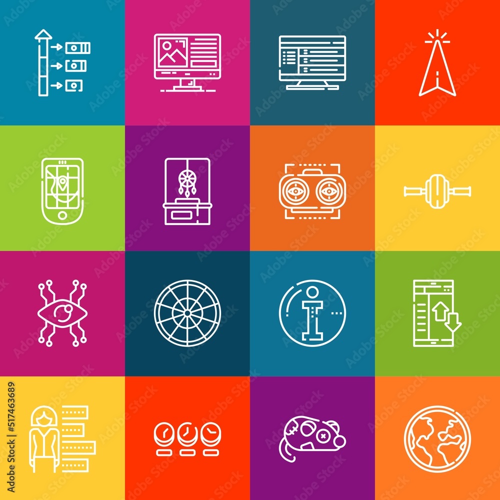 Poster modern thin line icons set of arrow elements. premium quality outline symbol collection. simple mono