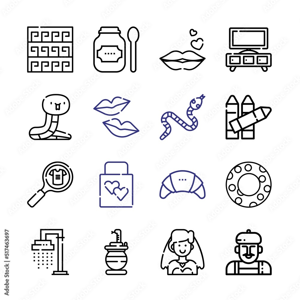 Poster pastel icon set with line icons. modern thin line style. suitable for web and mobile icon. vector il