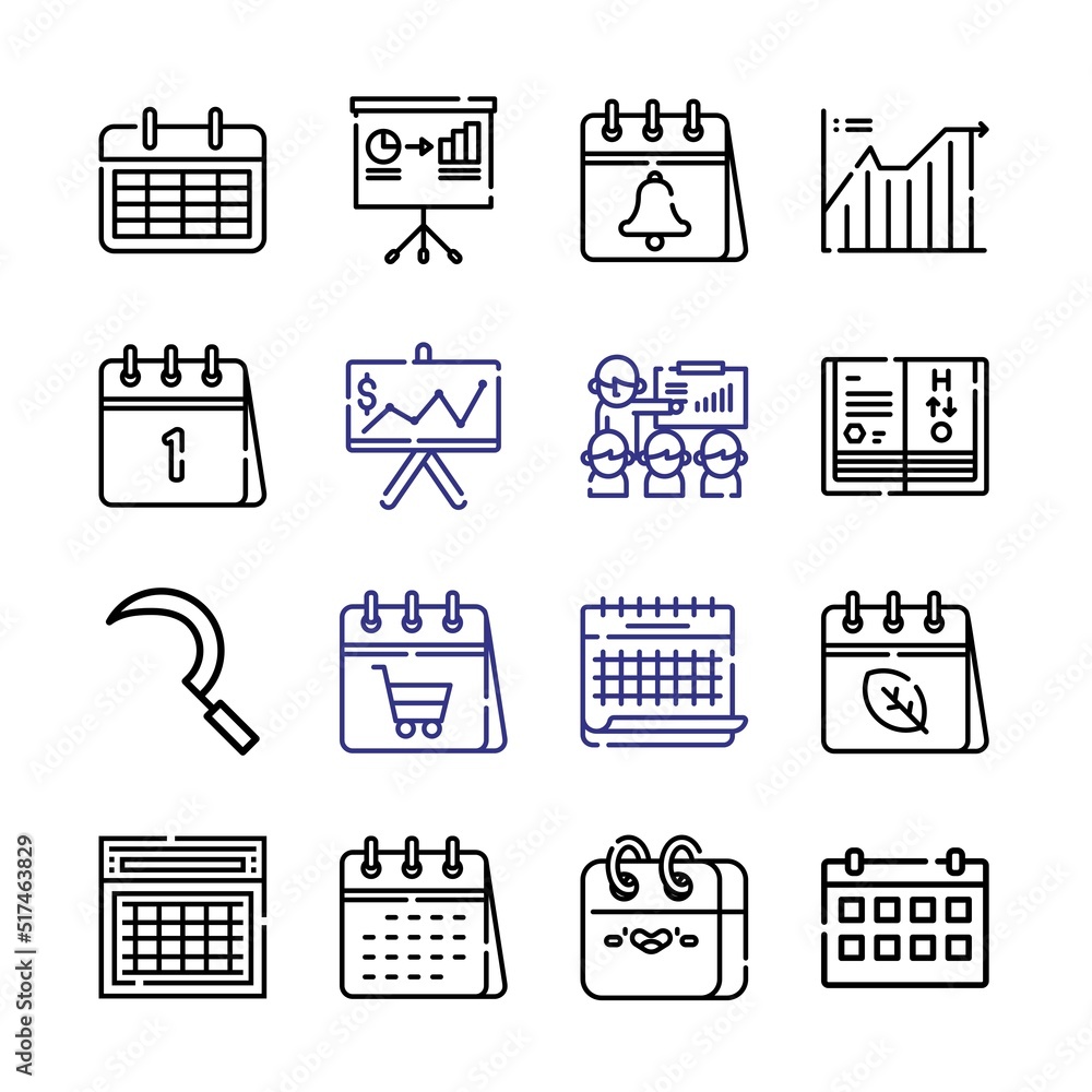 Aufkleber annual icon set with line icons. modern thin line style. suitable for web and mobile icon. vector il