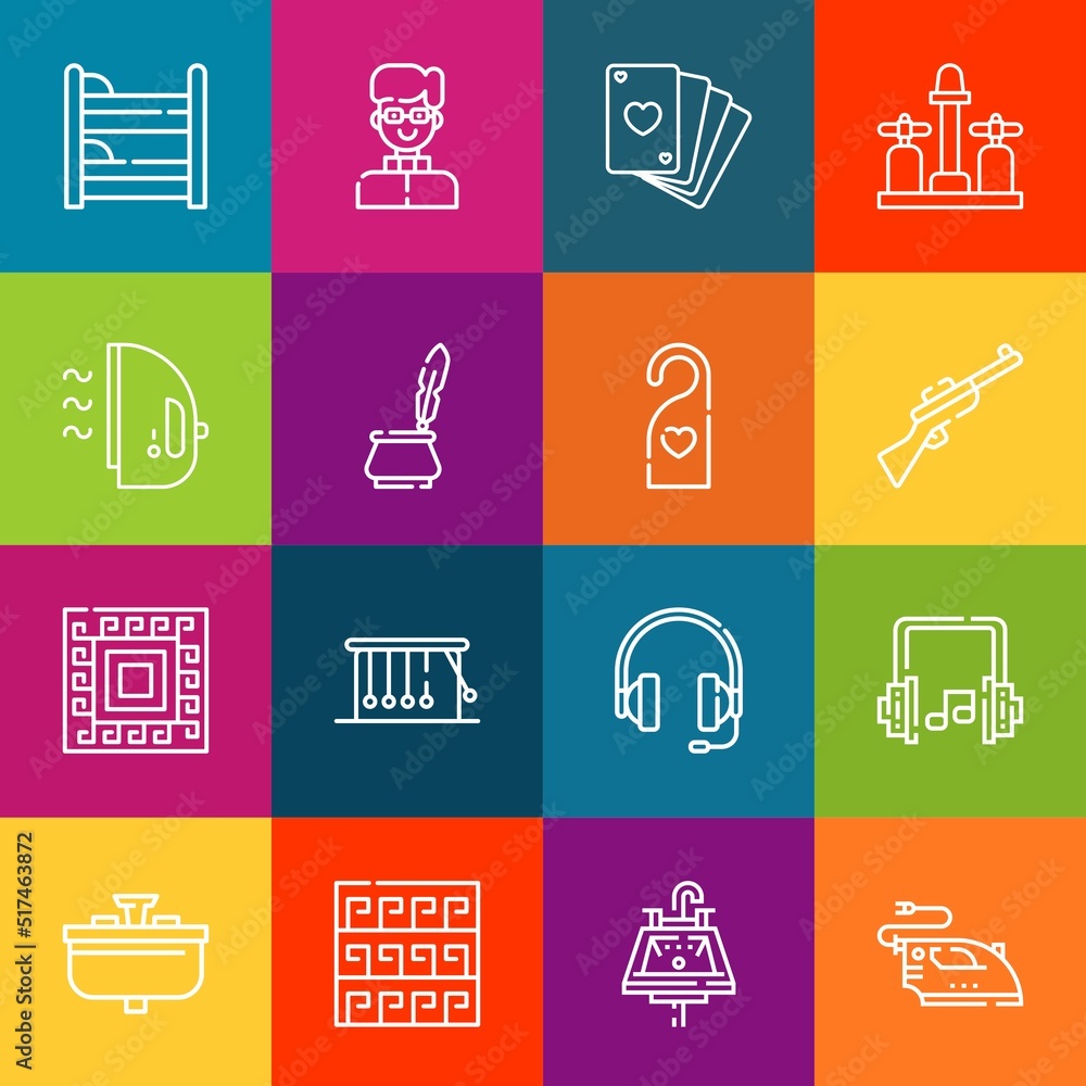 Poster modern thin line icons set of chrome elements. premium quality outline symbol collection. simple mon
