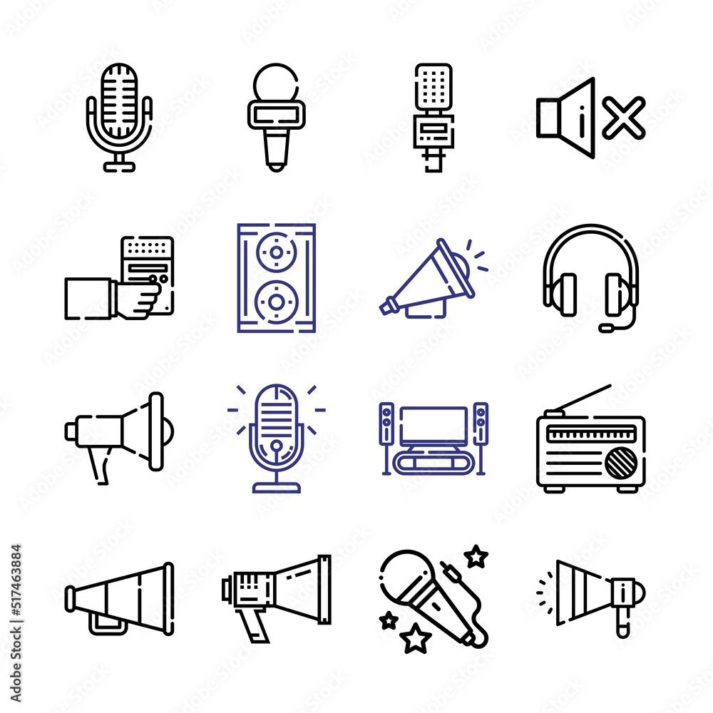 Aufkleber speaker icon set with line icons. modern thin line style. suitable for web and mobile icon. vector i