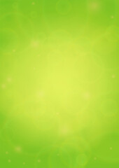 Abstract Green Background with Golden Circular Spot Lights.  Vibrant Sunlight  Summer and Spring Texture. Eco and Environment Page Design. Defocused Fresh Leaf Print. Bokeh Blurry Template.