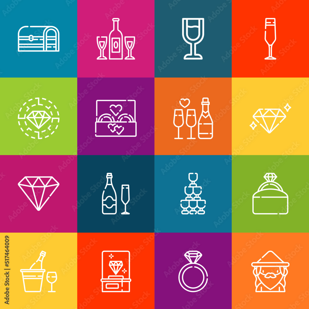 Poster modern thin line icons set of crystal elements. premium quality outline symbol collection. simple mo