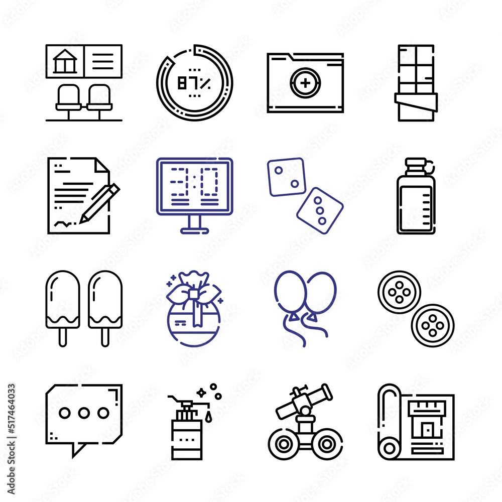 Poster 3d icon set with line icons. modern thin line style. suitable for web and mobile icon. vector illust