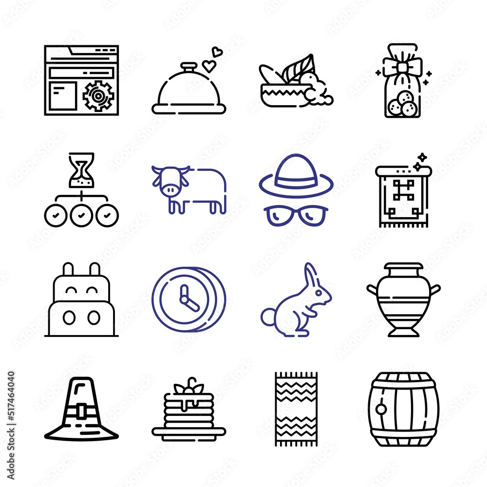 Poster tradition icon set with line icons. modern thin line style. suitable for web and mobile icon. vector