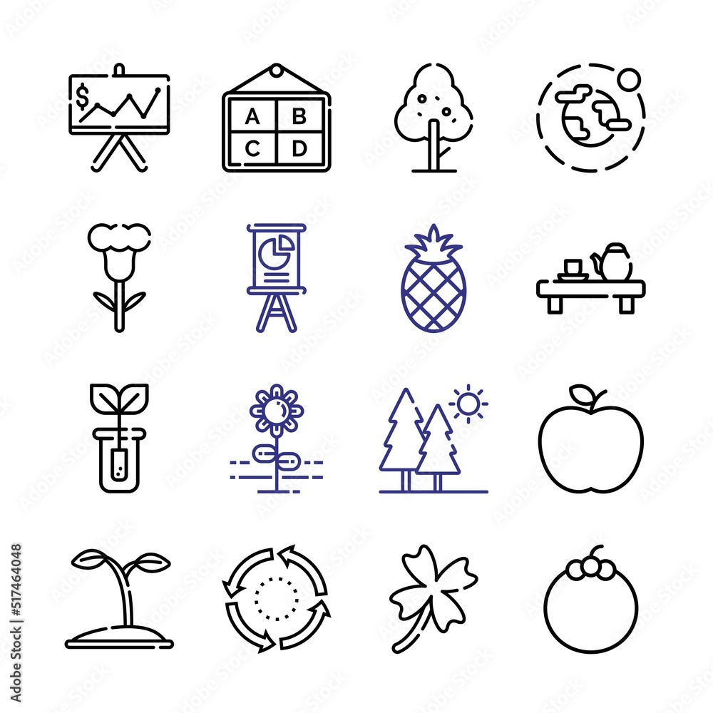 Poster leaf icon set with line icons. modern thin line style. suitable for web and mobile icon. vector illu