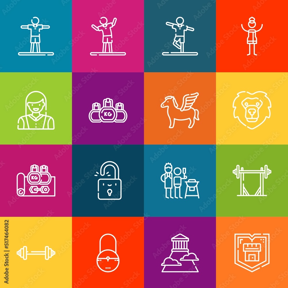 Aufkleber modern thin line icons set of strong elements. premium quality outline symbol collection. simple mon