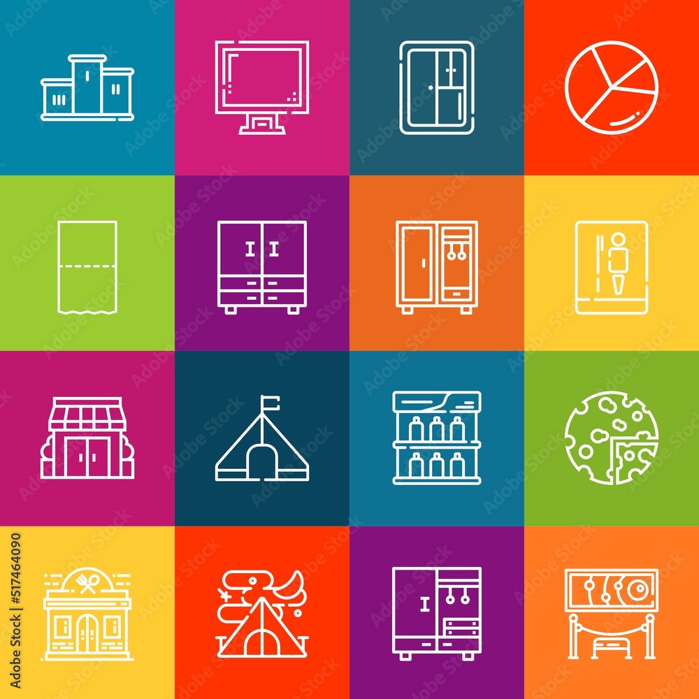 Poster modern thin line icons set of wc elements. premium quality outline symbol collection. simple mono li
