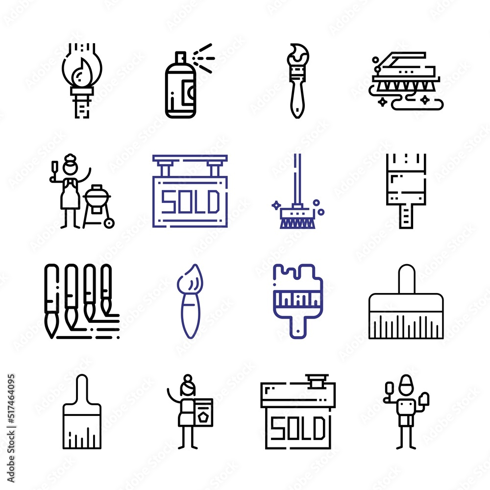 Poster grungy icon set with line icons. modern thin line style. suitable for web and mobile icon. vector il