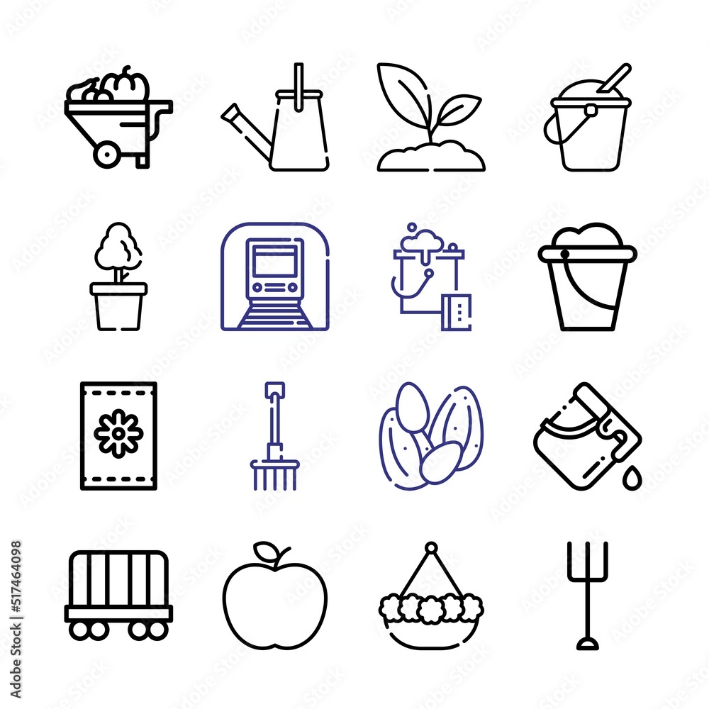 Poster gardening icon set with line icons. modern thin line style. suitable for web and mobile icon. vector