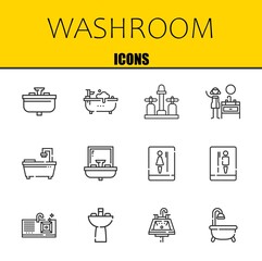 washroom vector line icons set. sink, bathtub and sink Icons. Thin line design. Modern outline graphic elements, simple stroke symbols stock illustration