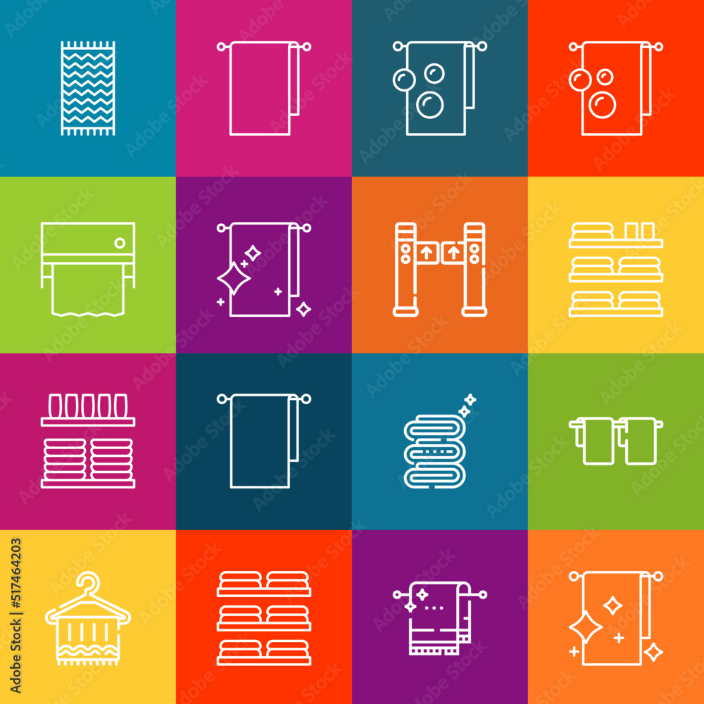Poster modern thin line icons set of towels elements. premium quality outline symbol collection. simple mon
