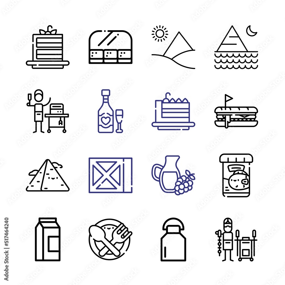 Aufkleber cheese icon set with line icons. modern thin line style. suitable for web and mobile icon. vector il