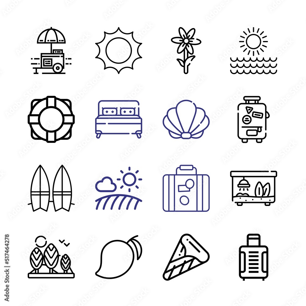 Aufkleber summer icon set with line icons. modern thin line style. suitable for web and mobile icon. vector il