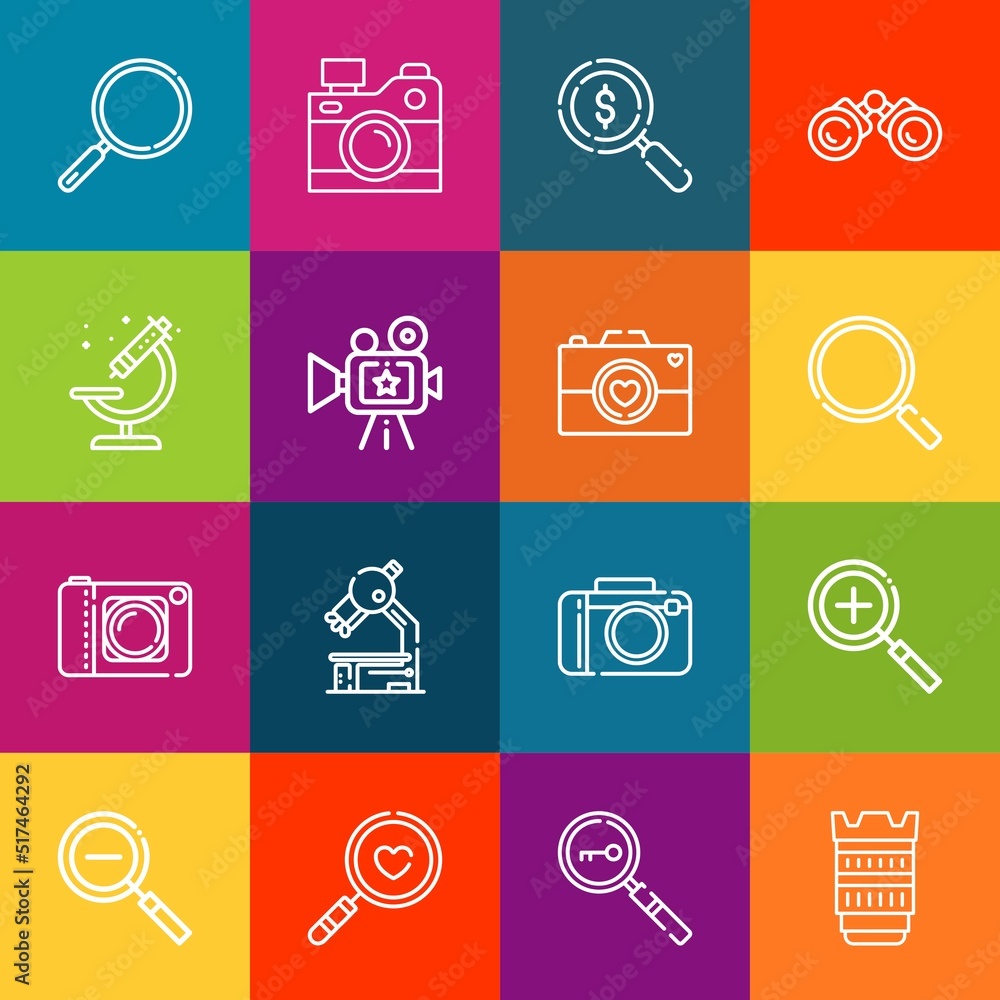 Poster modern thin line icons set of zoom elements. premium quality outline symbol collection. simple mono 