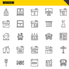 Fototapeta na wymiar window vector line icons set. church, parking and house Icons. Thin line design. Modern outline graphic elements, simple stroke symbols stock illustration
