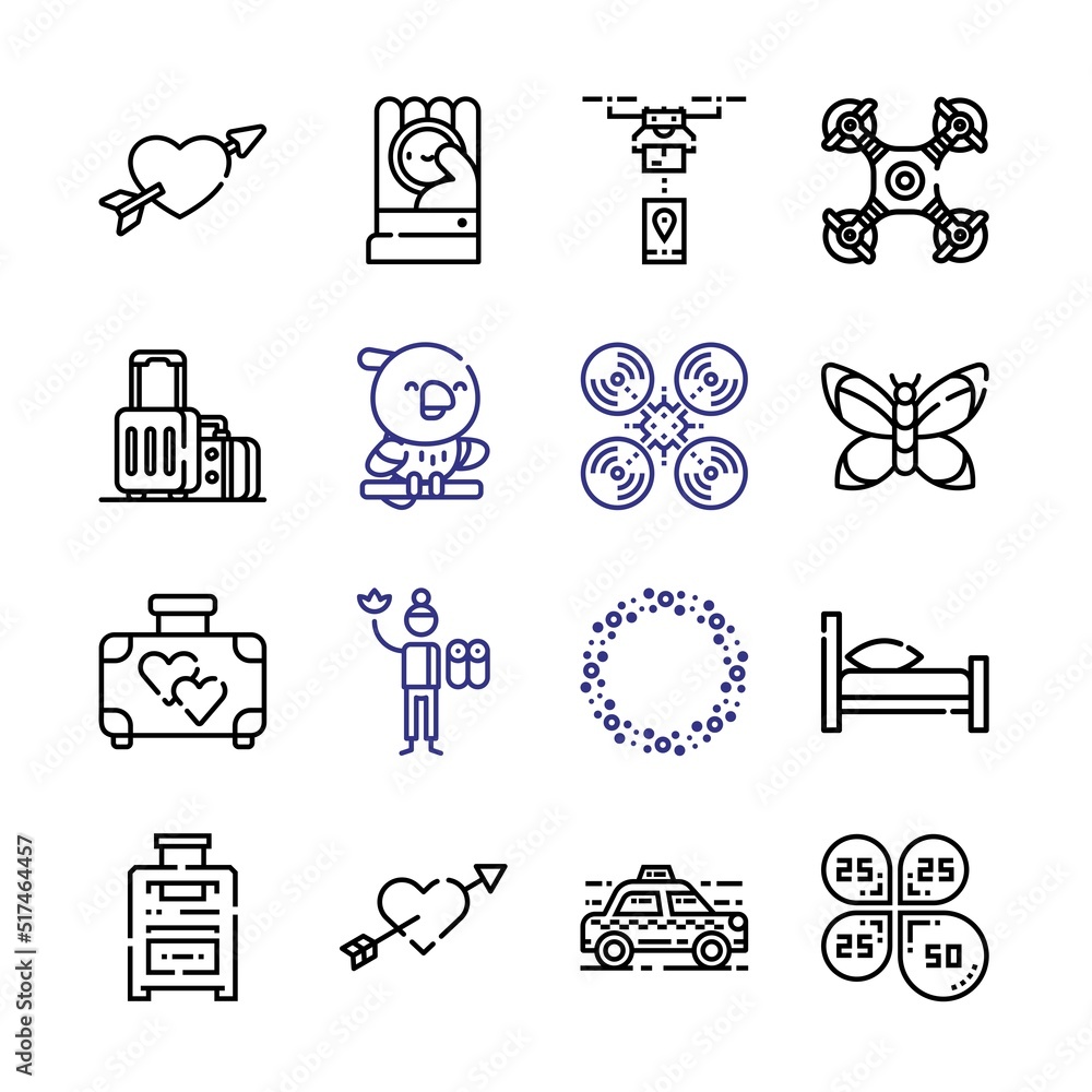 Poster lying icon set with line icons. modern thin line style. suitable for web and mobile icon. vector ill