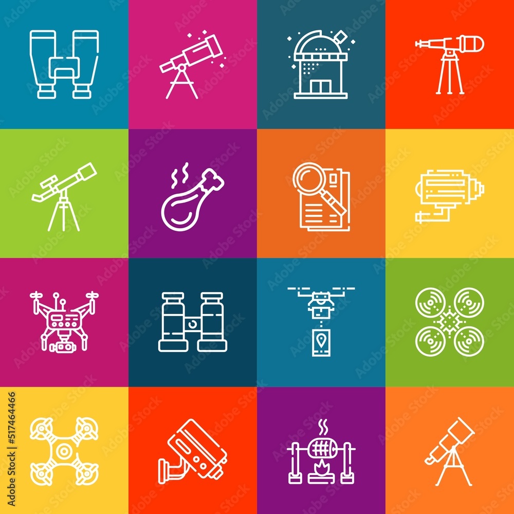 Poster modern thin line icons set of spy elements. premium quality outline symbol collection. simple mono l