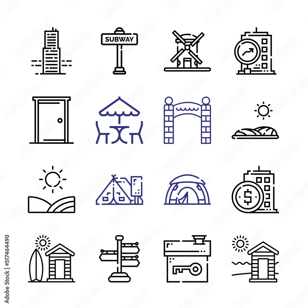 Poster side icon set with line icons. modern thin line style. suitable for web and mobile icon. vector illu