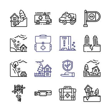 accident Icon Set with line icons. Modern Thin Line Style. Suitable for Web and Mobile Icon. Vector illustration EPS 10.