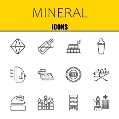 mineral vector line icons set. minerals, bottle and bottles Icons. Thin line design. Modern outline graphic elements, simple stroke symbols stock illustration