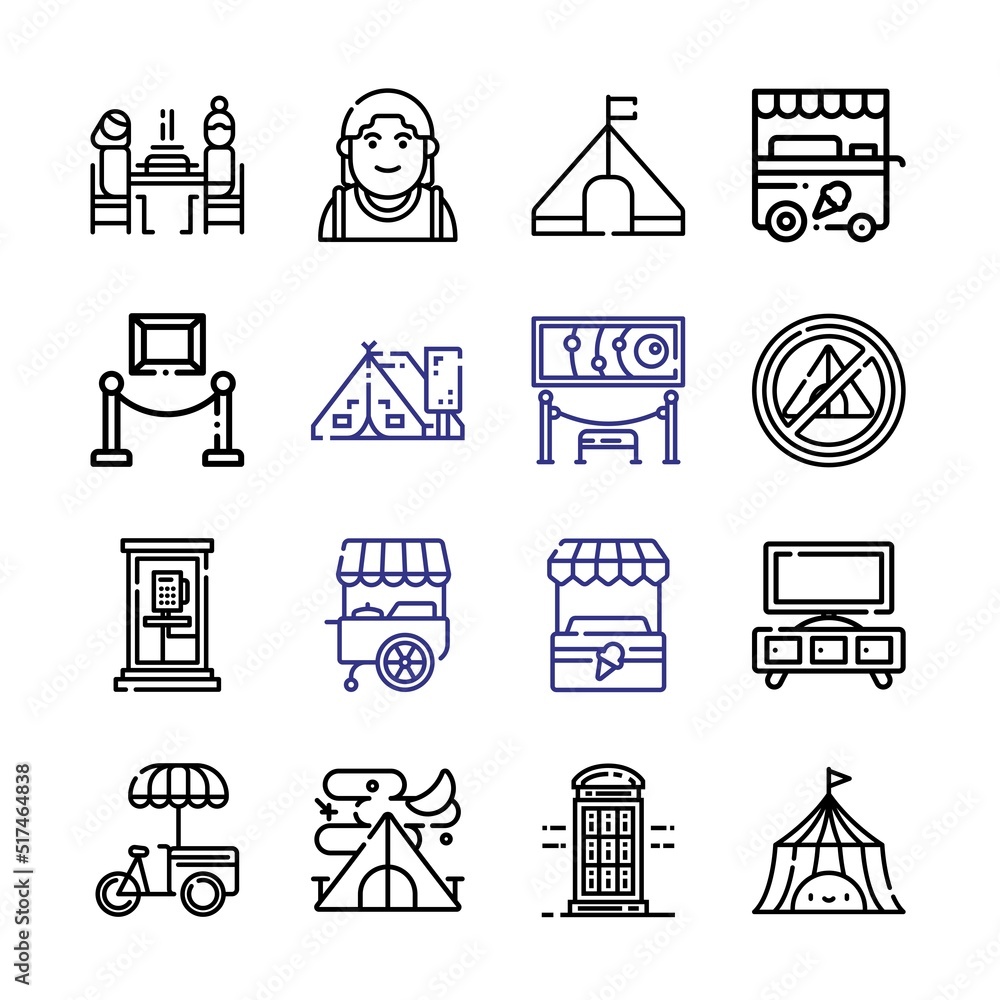 Poster booth icon set with line icons. modern thin line style. suitable for web and mobile icon. vector ill
