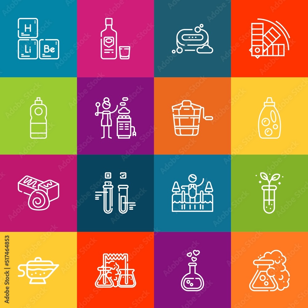 Poster modern thin line icons set of liquid elements. premium quality outline symbol collection. simple mon