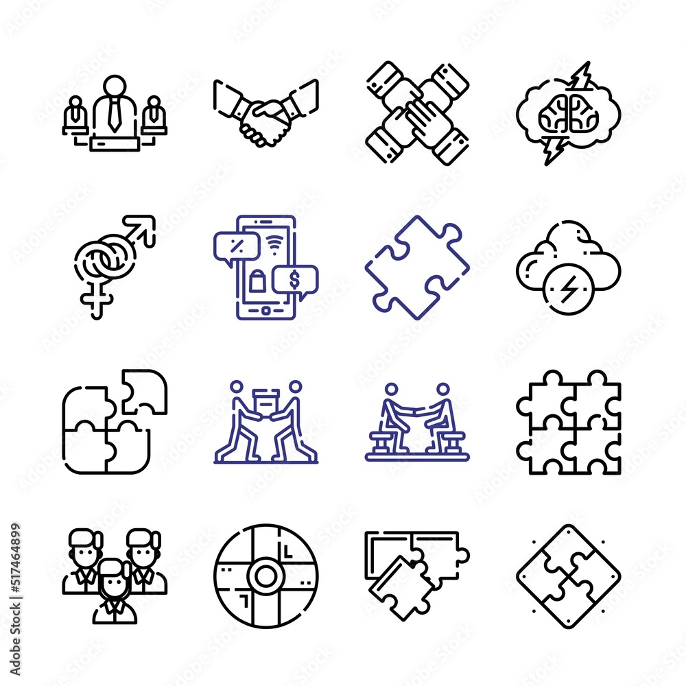 Aufkleber cooperation icon set with line icons. modern thin line style. suitable for web and mobile icon. vect