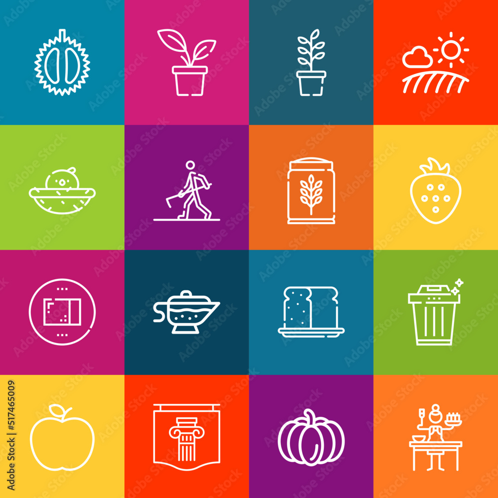 Aufkleber modern thin line icons set of organic elements. premium quality outline symbol collection. simple mo