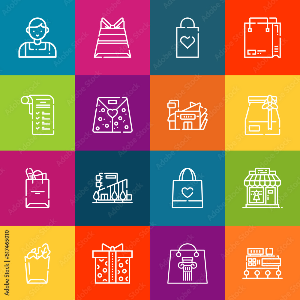 Poster modern thin line icons set of shopper elements. premium quality outline symbol collection. simple mo