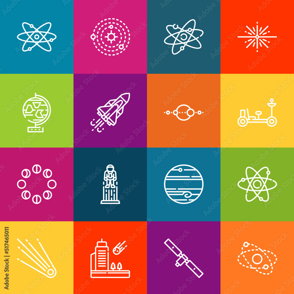 Poster modern thin line icons set of orbit elements. premium quality outline symbol collection. simple mono